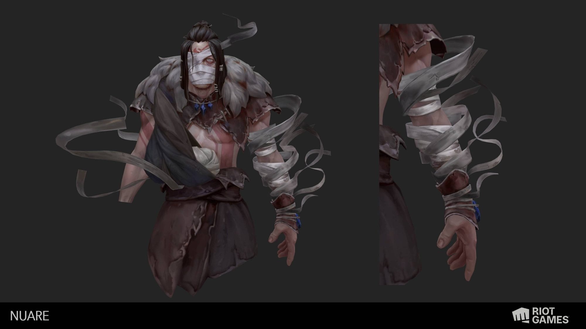 The Demon's Hand character presentation with animated bandage motion