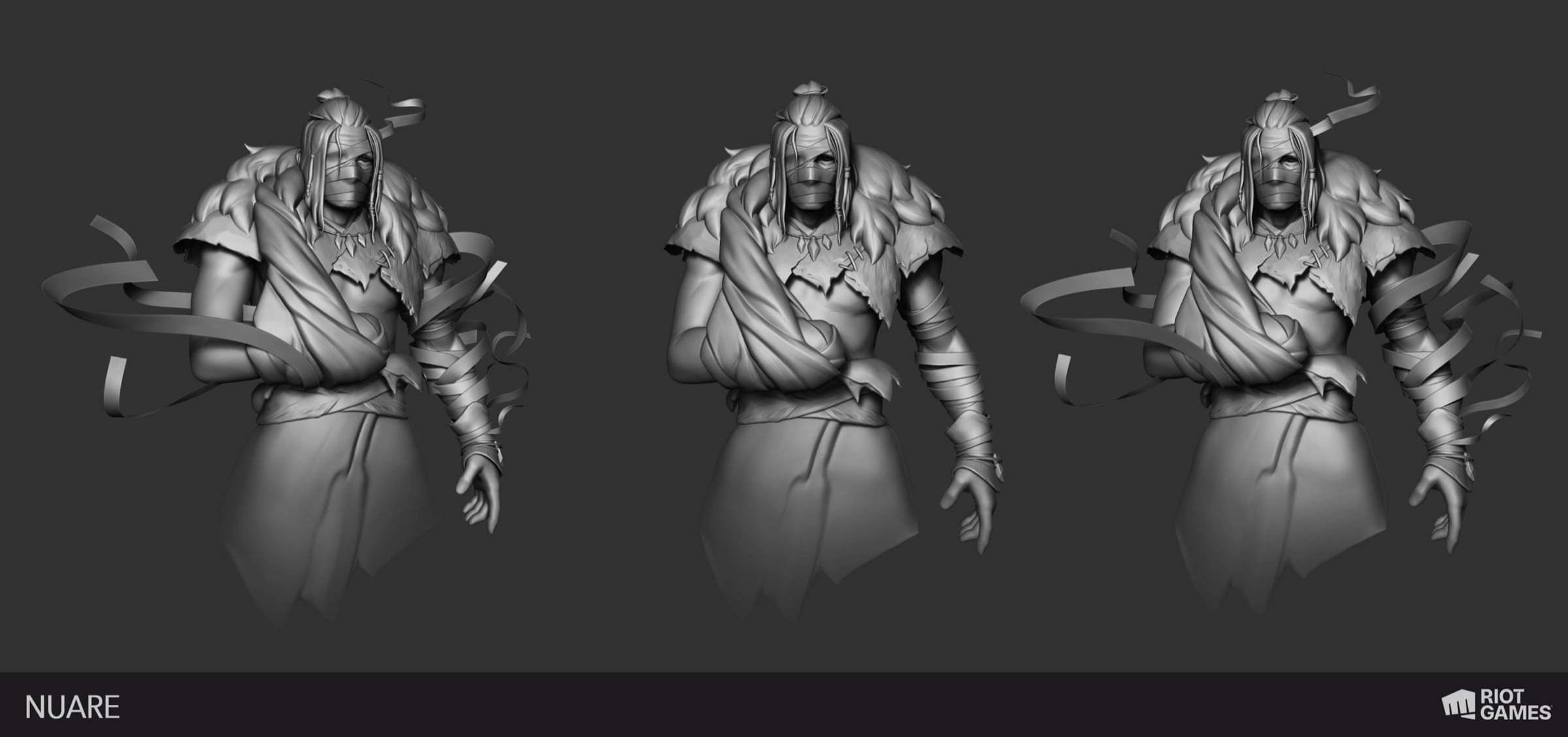 The Demon's Hand grayscale character sculpt variations