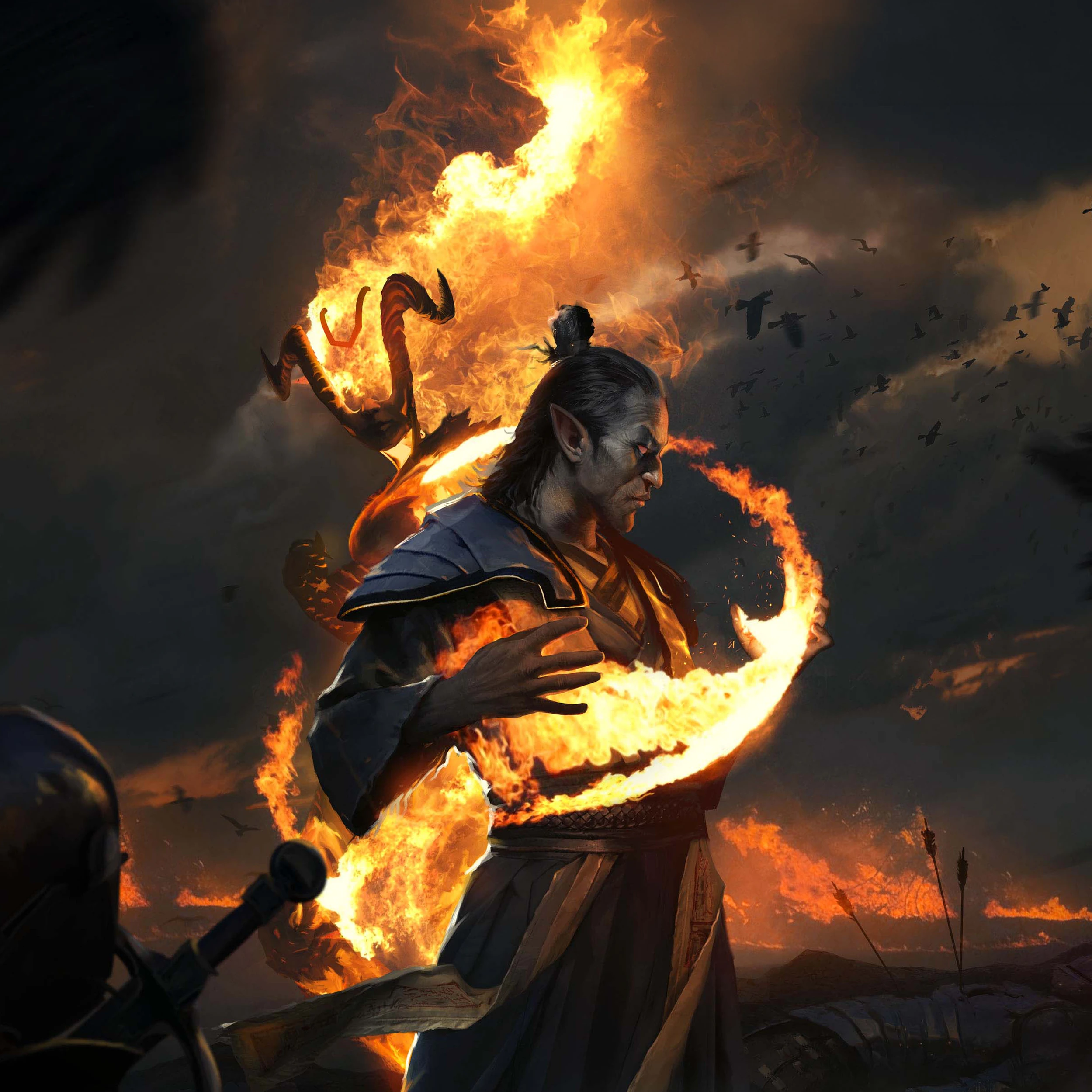 Fire mage casting a ring of flame